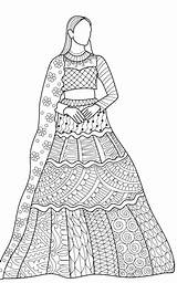 Premium Vector  Decorative Indian Dress Fashion coloring Book Page sketch template