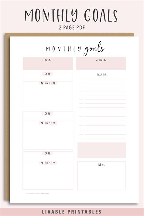 Monthly Goal Planner Printable PDF | Etsy in 2021 | Goal planner printable, Goals planner ...