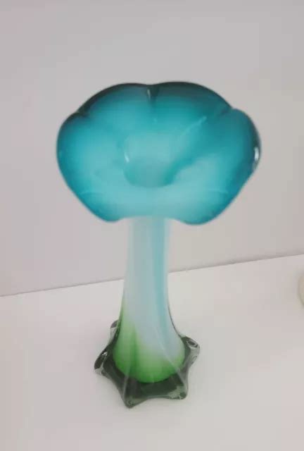 VINTAGE MURANO ART Glass vase Blue/White/Green swirl, Jack and the... $48.00 - PicClick