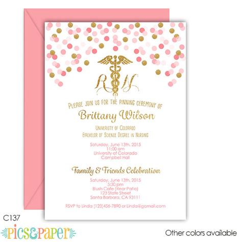 Nursing Graduation Invitation RN or LVN Pink and Gold - Etsy