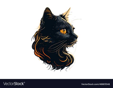 Cat tattoo black and white Royalty Free Vector Image