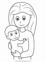 Happy Mom and Baby Coloring Page For Kids  Free Mothers Day Printable sketch template