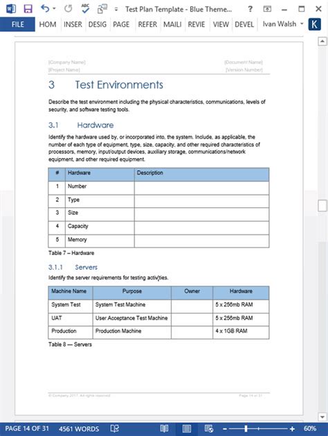 Validation Test Plan Template | HQ Printable Documents