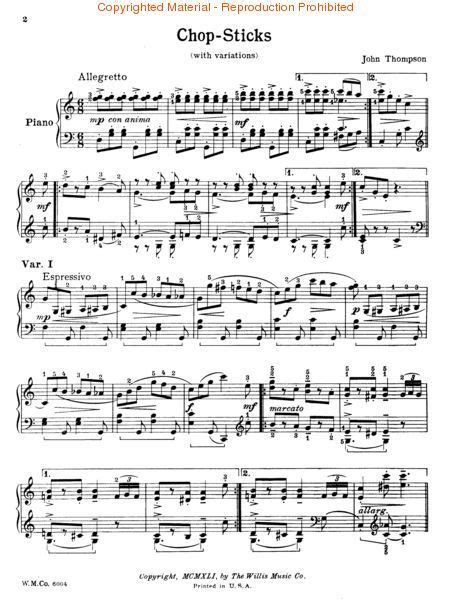 Chopsticks by John Thompson - Piano - Sheet Music | Piano sheet music, Sheet music, Violin music