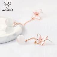 Charming Pink Rose Gold Plated Dangle Earrings As a Gift