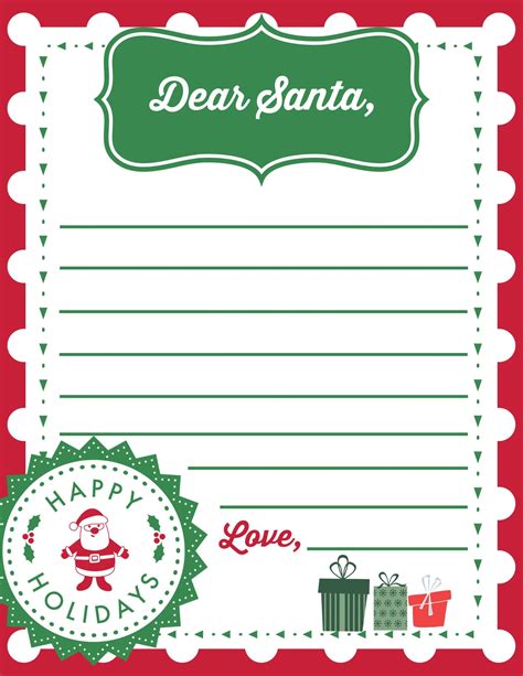 Free Printable Letter To Santa Template