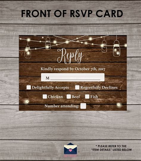 Rustic Wedding Invitations and RSVP Cards Printed and Shipped | Etsy