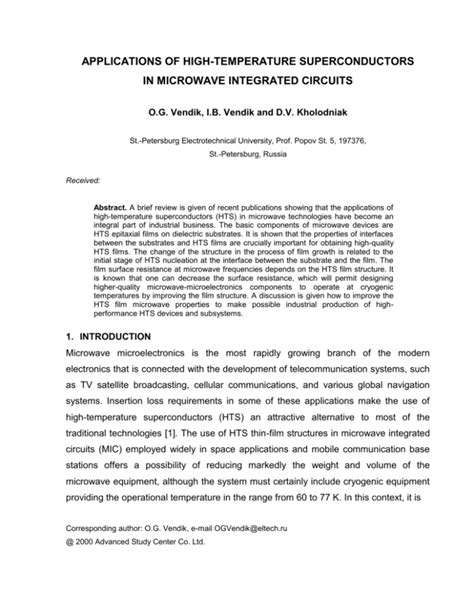 APPLICATIONS OF HIGH TEMPERATURE SUPERCONDUCTORS