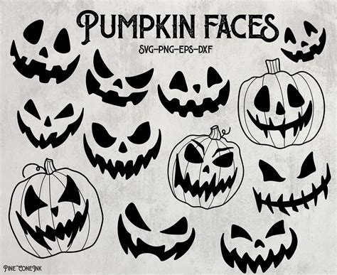 Halloween Pumpkin Faces SVG Bundle Pumpkin Faces Clipart Jack O Lantern Faces Pumpkin Faces SVG ...