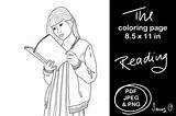 School Girl Reading a Book Coloring Page Illustration Par Sany O  sketch template