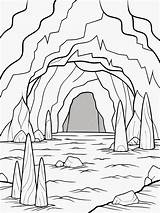 Cave colouring Book Pages For Children And Adults With Vector Design  sketch template