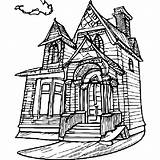 Old Victorian House Coloring Page · Creative Fabrica sketch template
