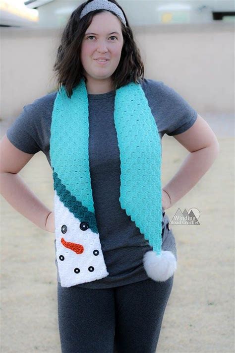 C2C Snowman Scarf Free Crochet Pattern - Winding Road Crochet