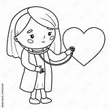Medicine coloring Page For Children Doctor Listen The Heart With  sketch template