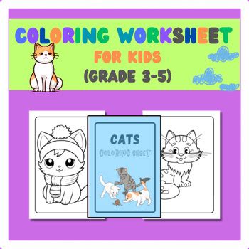 Cats Coloring Worksheet for Kids | Grade 3 to 5 | Activity Worksheet
