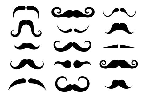 Set of black mustache clipart.