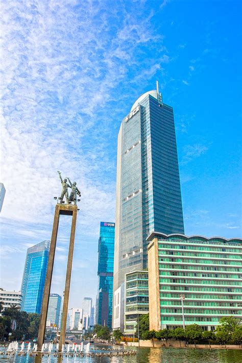 Patung Selamat Datang | Jakarta blue sky www.adhipermana.com | Jakarta city, Sky view, Skyscraper