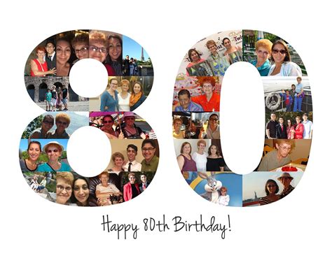 80th Birthday Gift Number Photo Collage 80th Party | Etsy