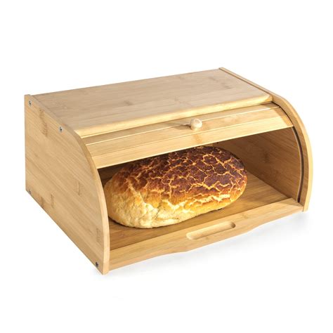 Buy Bamboo Bread Bin | Roll-Top Bread Box | Wooden Kitchen Storage Bin | Bread Container With ...