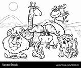 Wild animals cartoon coloring Page Royalty Free Vector Image sketch template