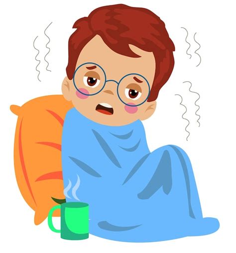 Premium Vector | Cold sick boy wrapped in blanket