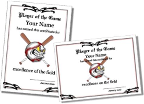 Printable Baseball Certificates