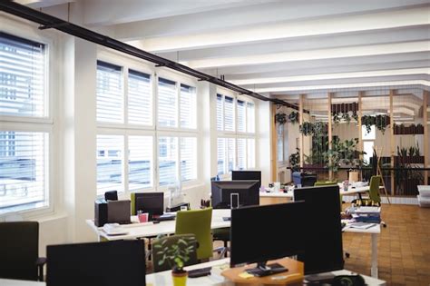 Empty office workplace with table, chair and computer Photo | Free Download