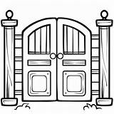 Black And White Illustration Of A Double gate Entrance Suitable For  sketch template