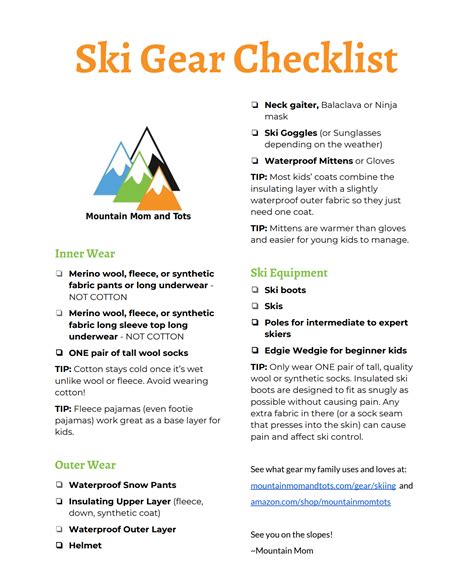 Ski Gear Checklist - Mountain Mom and Tots