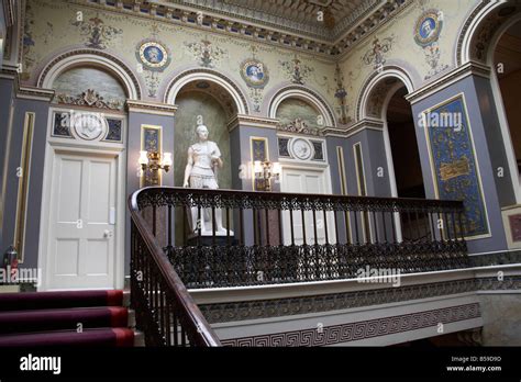 Upper staircase interior at Osborne House former home of Queen Victoria East Cowes Isle of Wight ...