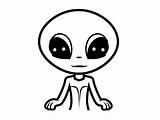 Easy Coloring Scary Alien  Page sketch template