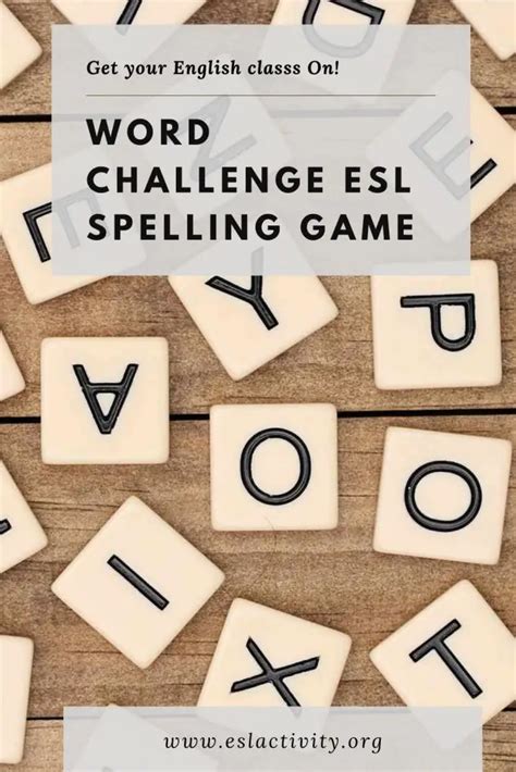 ESL Spelling Game: Word Challenge | ESL Activities