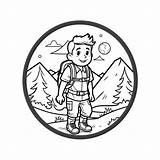 Hikers And Nature Coloring  Page sketch template