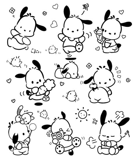 Cute Easy Drawings, Colorful Drawings, Hello Kitty, Kawaii Illustration, Pochacco, Art Drawings ...