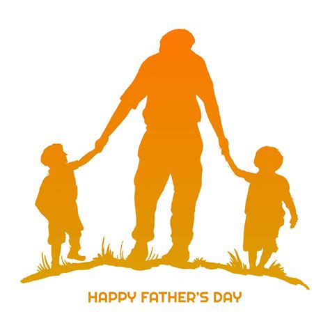 Happy Father's Day with Dad and Children Silhouette 1226031 Vector Art ...