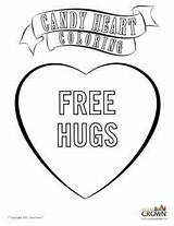 Valentines Candy Heart Coloring Page  Free Hugs B&ampW Print Ready sketch template
