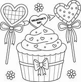 Valentines Day Cupcake And Candies Coloring Page 13801547 Vector Art At  sketch template
