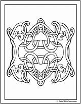 Celtic Design Coloring Mirrored Hearts sketch template