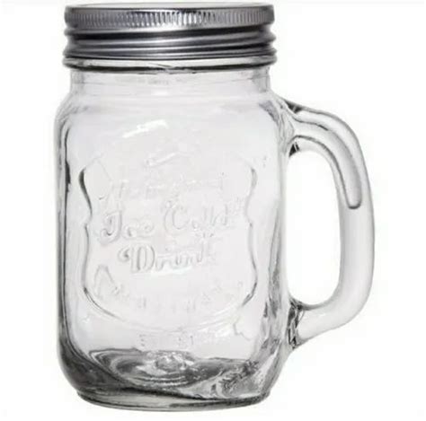 White Mason Glass Jars With Handles, 100, Capacity: 500 Ml at Rs 29/piece in Firozabad