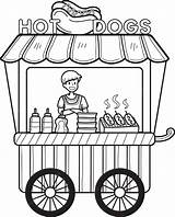 Premium Vector  Hand Drawn Street food cart With Hot Dogs Illustration sketch template