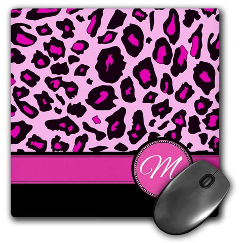 3dRose Personalized initial M monogrammed hot pink and black leopard pattern animal print ...