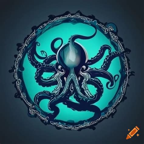 Kraken logo design in teal navy blue on Craiyon
