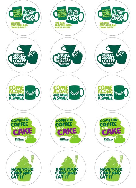 MACMILLAN COFFEE MORNING EDIBLE CUPCAKE TOPPERS