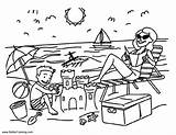Summer Fun Coloring Pages Vacation On Beach  Free Printable sketch template