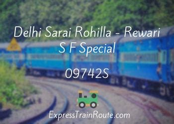 Delhi Sarai Rohilla - Rewari S F Special - 09742S Route, Schedule ...