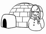 Igloo And Snowman Coloring Page  Free Printable Pages For Kids sketch template