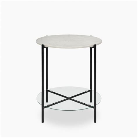 Clarance Side Table, White Marble Top, Black | Cult UK