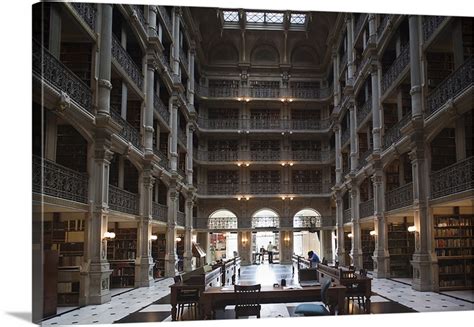 Interiors of a library, Peabody Institute, Johns Hopkins University ...