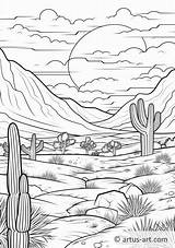 Desert Sunset Coloring Page » Free Download Artus Art sketch template