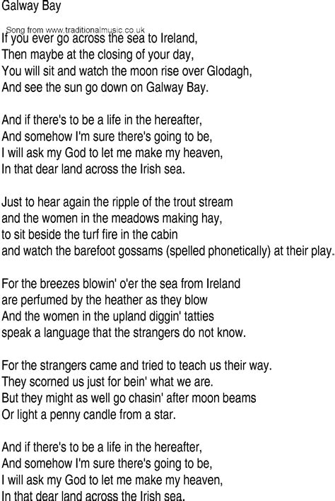 Irish Music, Song and Ballad Lyrics for: Galway Bay